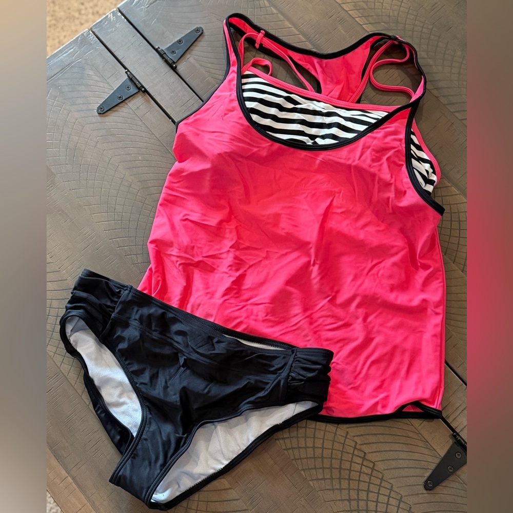 Reebok Pink and Black 2-in-1 Tankini